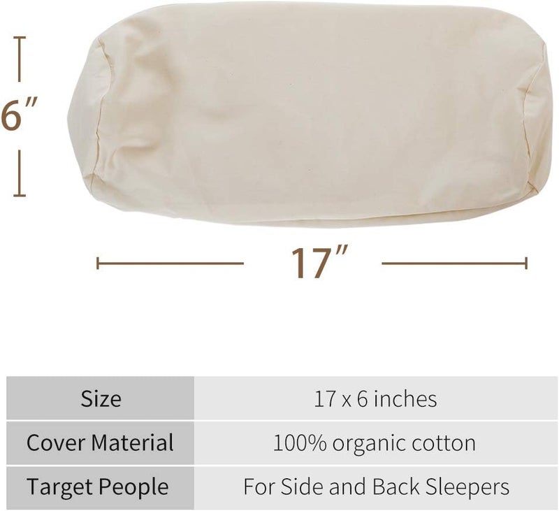 Lofe Organic Cotton Pillow Case - One Pack 17''×6'' Cylindrical Pillow Cover - 300 TC Thread Count - Soft and Breathable - Off White - Image 3